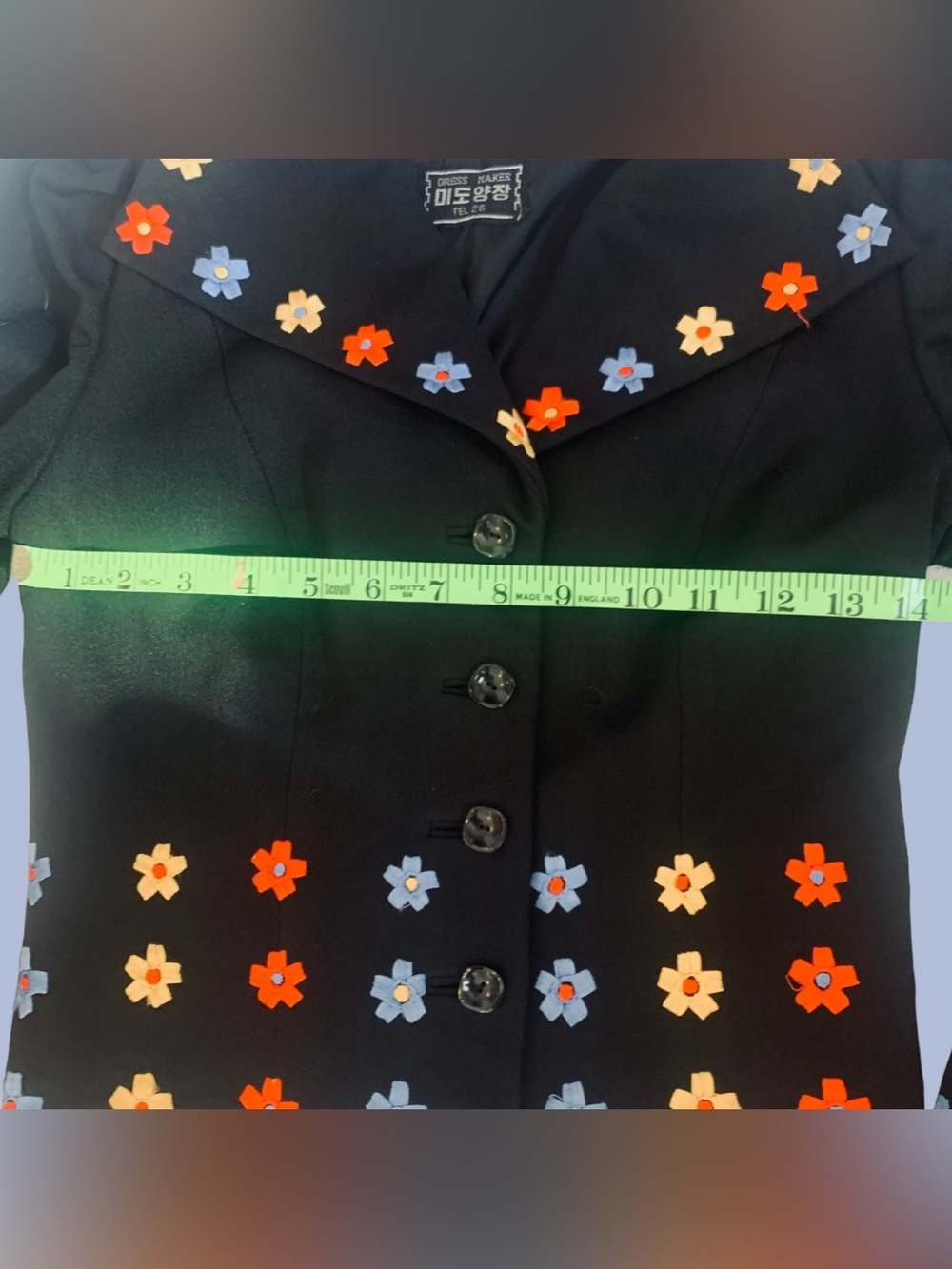 Black Mid-Century 2 Piece ‘Art to Wear’ Dressmaker Tel 26 Embroidered Suit - Picture 7 of 16